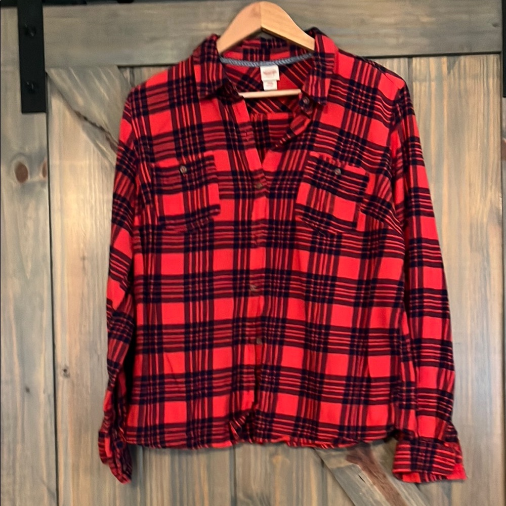 Mossimo Supply Co. Red and Black Plaid Shirt Women’s Size XXL